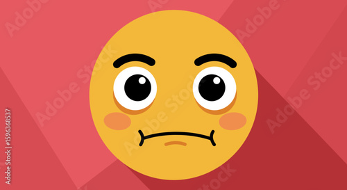 Yellow Emoji with Sad Expression and Blush.