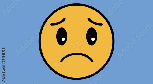 Sad Emoji with Downward Curved Mouth and Eyes.