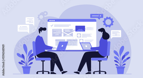 Two People Working Together on a Project.