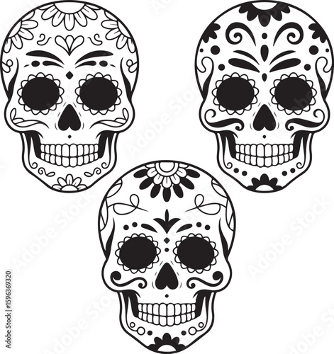 Ornate Sugar Skull Vector Art

Decorative Día de los Muertos Skull Design

Colorful Calavera Skull Illustration

Floral Sugar Skull Silhouette

Traditional Mexican Skull Festival Graphic