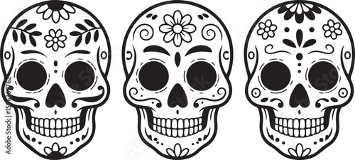 Ornate Sugar Skull Vector Art

Decorative Día de los Muertos Skull Design

Colorful Calavera Skull Illustration

Floral Sugar Skull Silhouette

Traditional Mexican Skull Festival Graphic