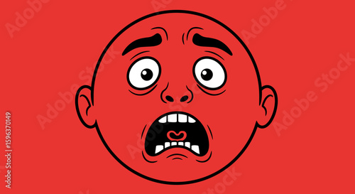 Wallpaper Mural Cartoon Face Expressing Fear and Shock on Red Background. Torontodigital.ca