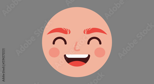 Smiling Cartoon Face with Red Eyebrows and Cheeks.