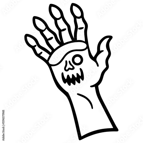 Zombie hand line art vector illustration  