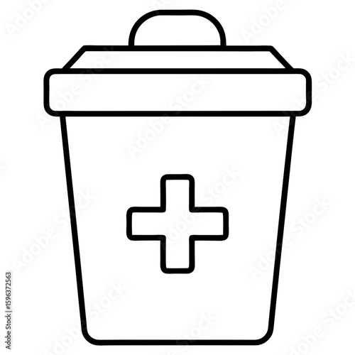 Medical waste bin line art vector illustration  