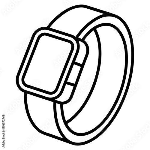 Fitness tracker line art vector illustration  