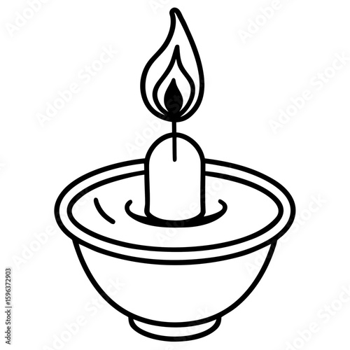 Floating candle line art vector illustration  