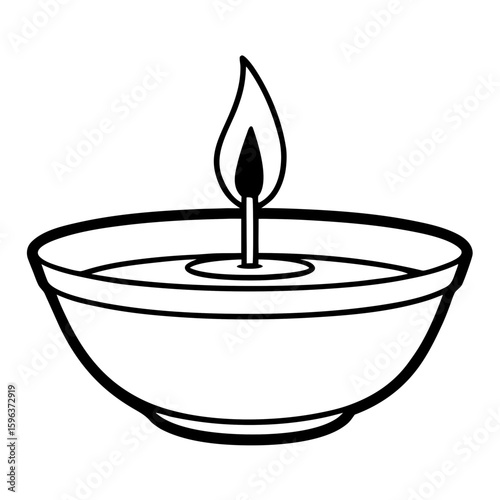 Floating candle line art vector illustration  