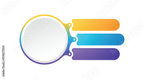 Colorful Circle with Connected Text Boxes, Gradient Design, Modern Style Infographic Layout, Vector Illustration