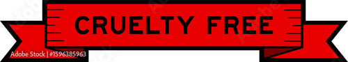 Ribbon label banner with word cruelty free in red color on white background