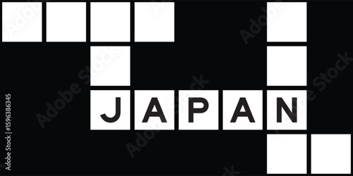 Alphabet letter in word japan on crossword puzzle background