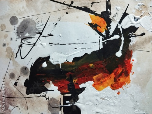 Tableau sur toile The rythm of contemporary abstract painting on expressionism on warm red brown c