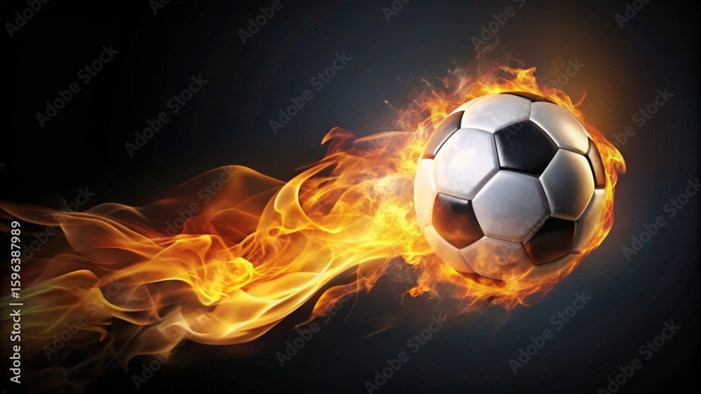 Fototapeta premium Fiery Soccer Ball in Motion A Dynamic Image of Intense Speed and Passion