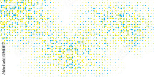 Halftone dotted pattern. Black and white halftone gradient. Geometric halftone. Random size dots. Transparent background.