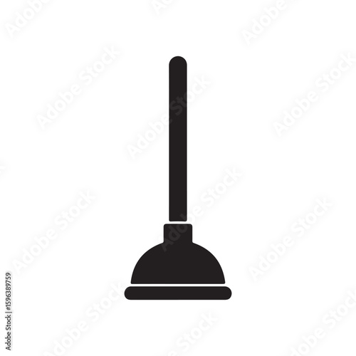Black toilet plunger silhouette isolated on white background. Plunger icon vector illustration design