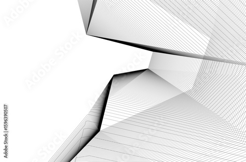 Architectural geometric background 3D rendering