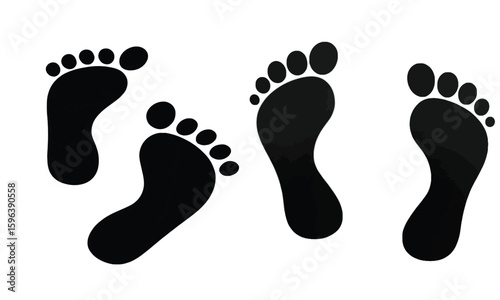 Black silhouette footprints set isolated on white background vector illustration


