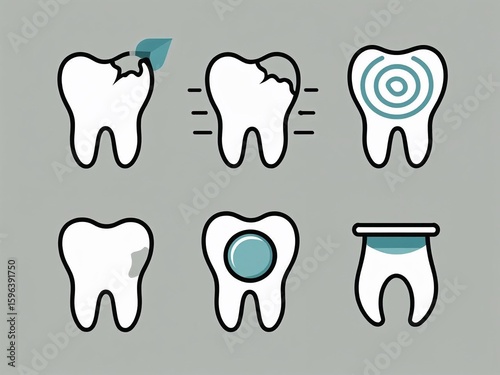 Dental health silhouette icons set