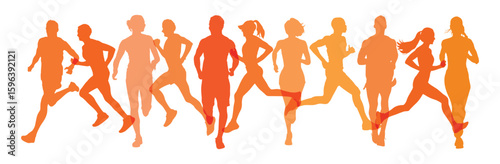 Jogging Silhouettes of Runners in Motion
