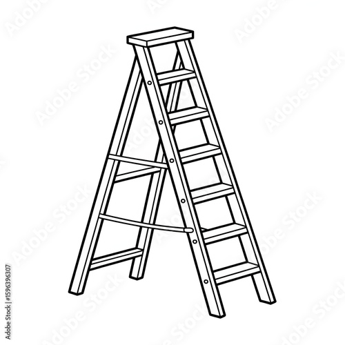 A black and white step ladder illustration vector style coloring page 