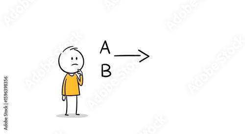 Stick Figure Thinking About Choice Between A and B
