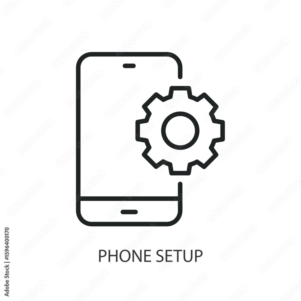 Obraz premium Phone setup thin line vector icons.