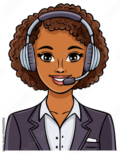 Woman customer service representative with headphones 