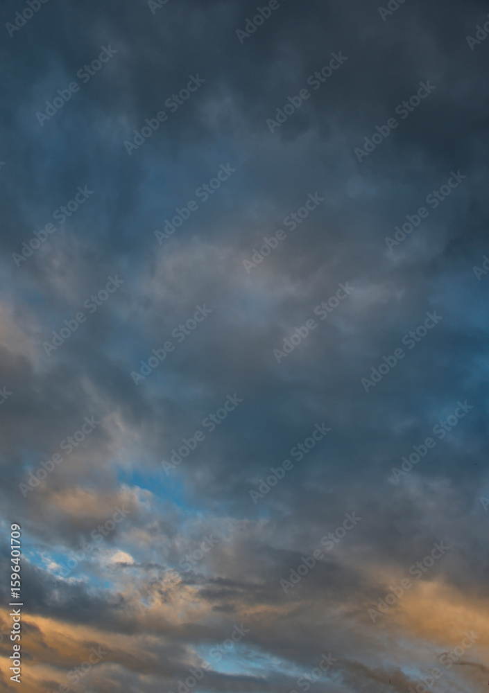 Obraz premium Russia. The South of Western Siberia. Panorama of the evening summer sky with multicolored clouds over the fields of Kuznetsk Alatau.