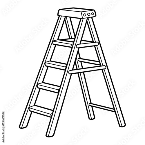 A black and white step ladder illustration vector style coloring page