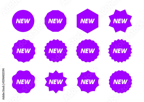 Set of promotional badges featuring the word 