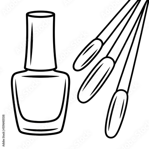 A black and white nail polish illustration vector style coloring page 