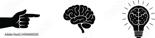 Brain power ideas concept vector design for creative thinking innovation and solution mind intellect . Editable vector illustration.