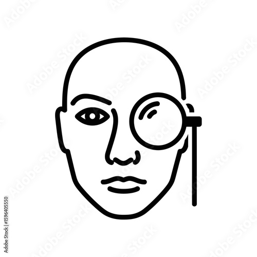 Minimalist icon of a person wearing a monocle
