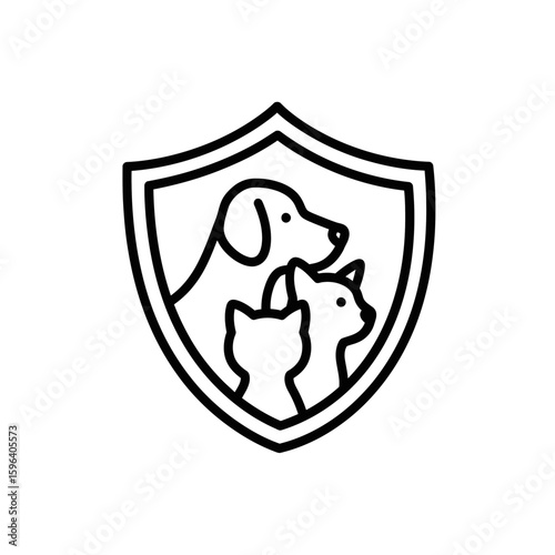 Pet insurance icon featuring a dog and cat within a shield