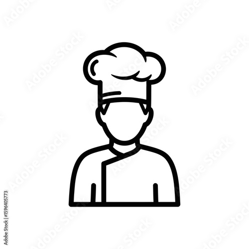 Chef icon wearing a hat and uniform in a minimalist style