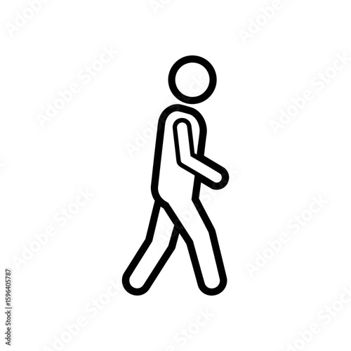 Minimalist icon of a person walking in a simple black design
