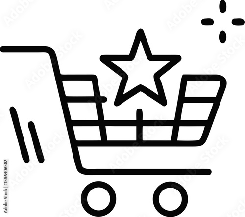 A shopping cart icon, often used as a web button or symbol, represents online retail and e-commerce, inviting users to buy and shop