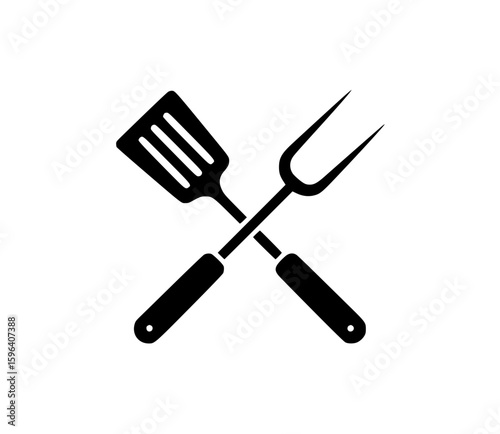 Silhouette of spatula and barbecue fork crossed