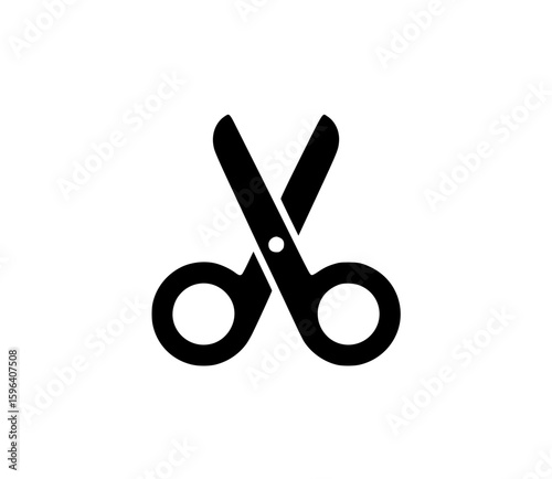 Minimalist black icon of a scissor