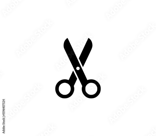 Minimalist black icon of a scissor