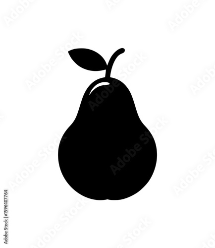 Black pear silhouette with leaf