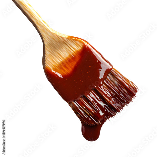 Paint brush with barbecue sauce dripping down, perfect for grilling and summer food themes Isolated on transparent background