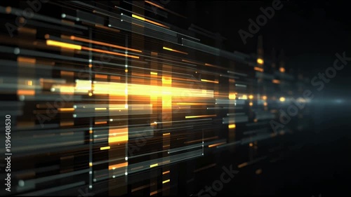 Neon speed tunnel at night Generative AI
