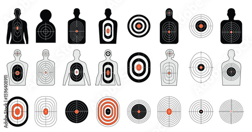 targets shapes templates forms shooting with military weapons bows darts shoot range paper recent vector