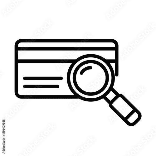 Magnifying glass over credit card symbolizing finance and transactions