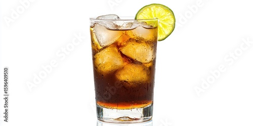 Wallpaper Mural Cuba Libre cocktail PNG in highball glass with lime wedge and ice, isolated background Torontodigital.ca