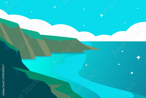cliffside bay with sparkling turquoise ocean