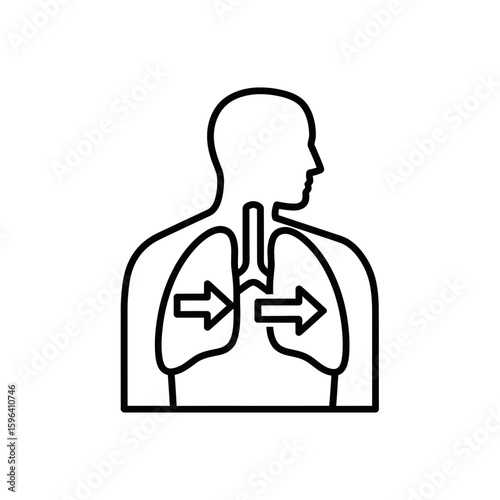 Human silhouette illustrating lung function and mental well-being
