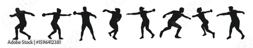 Photos vector set silhouettes discus throw sport athletics isolated white background