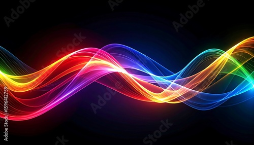 Colorful wavy lines on dark background
